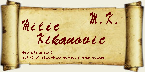 Milić Kikanović vizit kartica